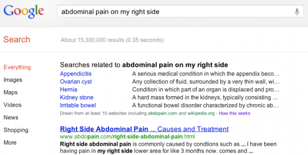 Google : Recherche de symptômes (santé)