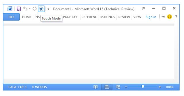 Office 15 : Touch mode