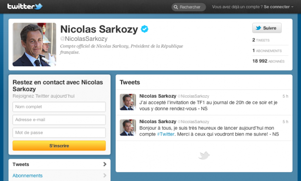 Twitter : Nicolas Sarkozy