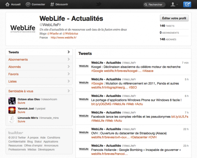 Twitter : Nouvelle interface