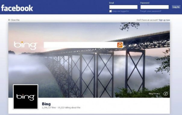 Facebook : Bing en promotion sur la page déconnexion