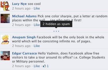 Facebook : Les commentaires SPAM sont désormais cachés