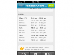 Horaires commerce sur Foursquare