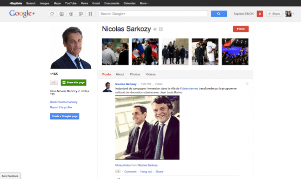 Google+ : Nicolas Sarkozy