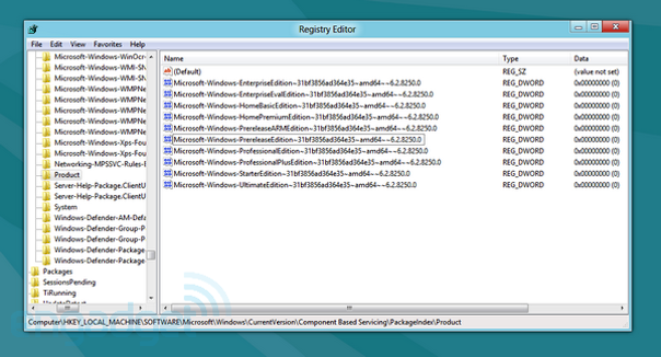 Version Windows 8, d'après le registre de la version Consumer Preview