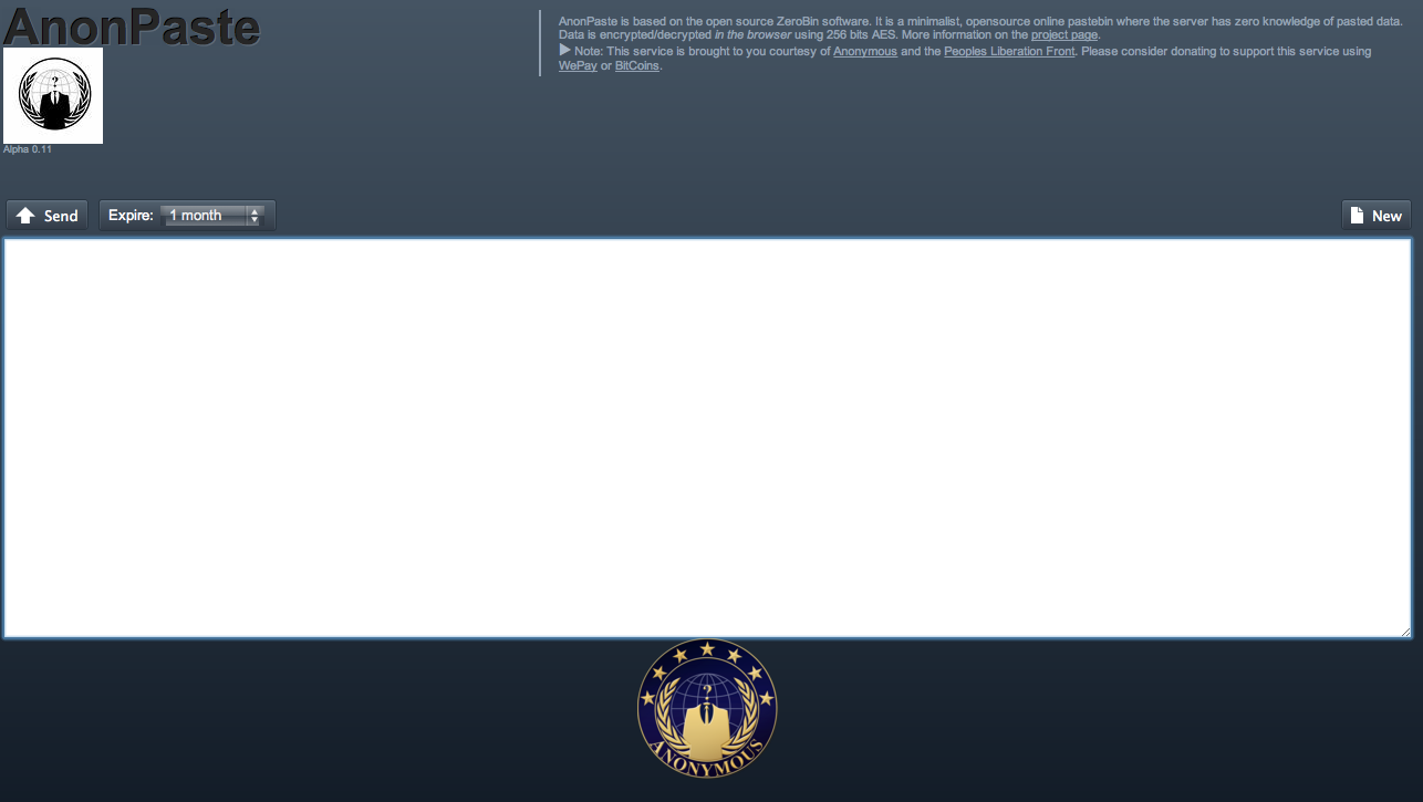 AnonPaste Le Pastebin anonyme des Anonymous WebLife
