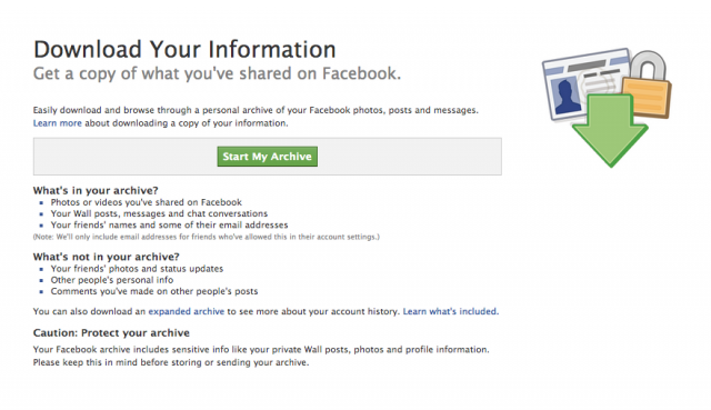 Facebook : Download your information