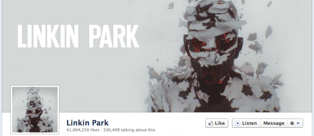 Page Facebook Linkin Park avec bouton écoute