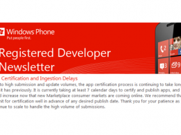 Message aux développeurs Windows Phone