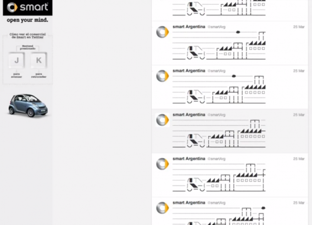 Publicité SMART mêlant ASCII et Twitter