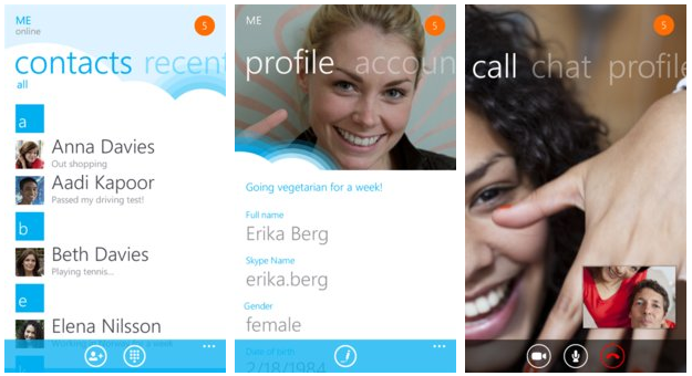 Skype sur Windows Phone