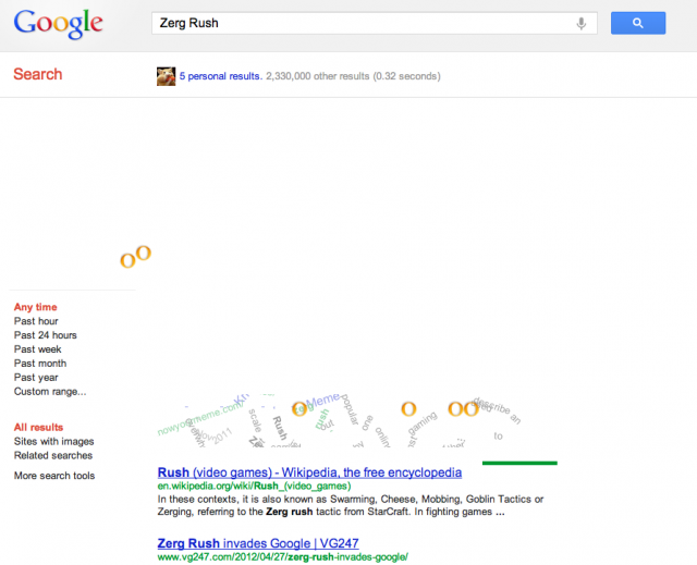 Zerg Rush, le nouvel easter egg de Google