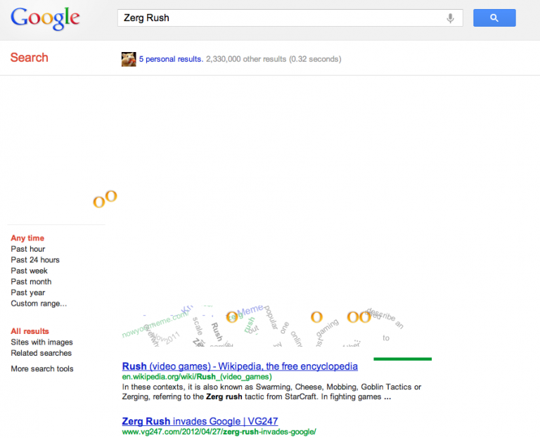 Google Zerg Rush, l'easter egg Starcraft Life