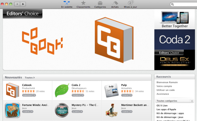 Mac App Store : Choix de l'éditeur