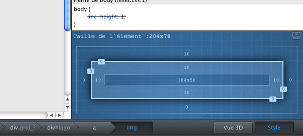 Firefox : Layout de l'élément - Outils pour développeurs