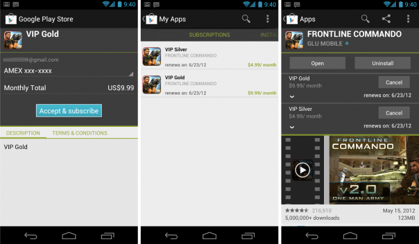 Google Play : Abonnements in-app
