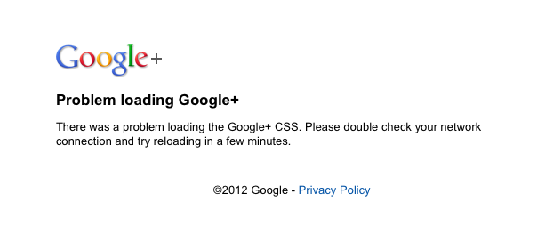 Google+ : Erreur de chargement de CSS