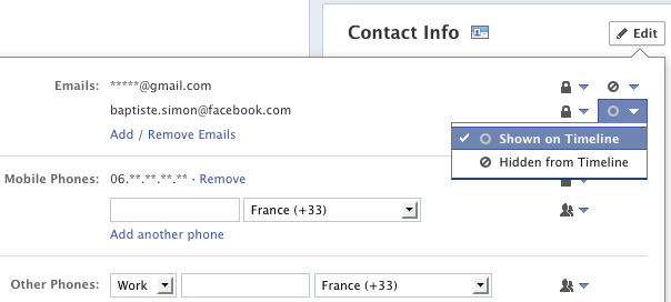 Facebook : Adresse email