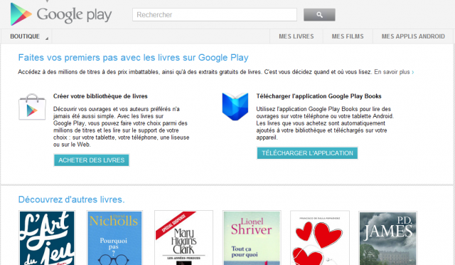 Google Play : Livres électroniques