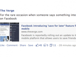 Facebook : Sauvegarde de publication
