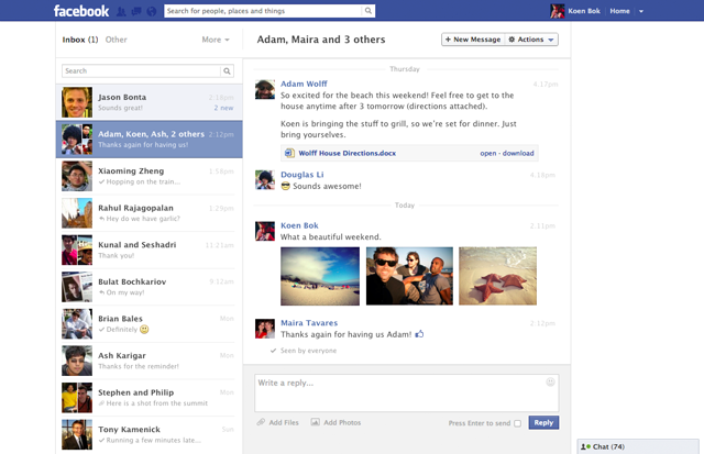 Facebook : Un nouveau design pour sa messagerie