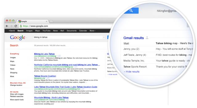 Google : Intégration des messages Gmail dans le moteur de recherche