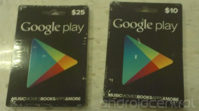 Google Play : Cartes cadeaux prépayées