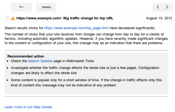 Google Webmaster Tools : Alertes de requêtes de recherche