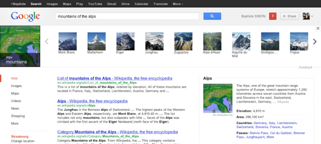 Google Knowledge Graph : Carrousel