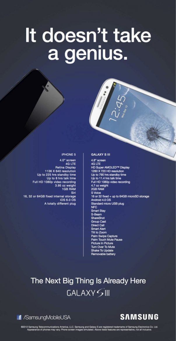 Samsung : Publicité anti iPhone 5