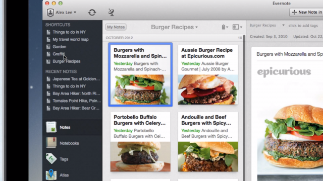 Evernote 5 : UI de l'application OS X