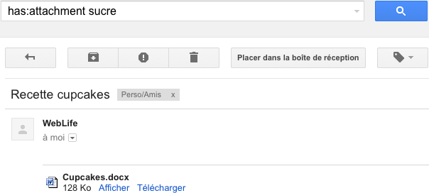 Gmail : Recherche dans les pièces jointes