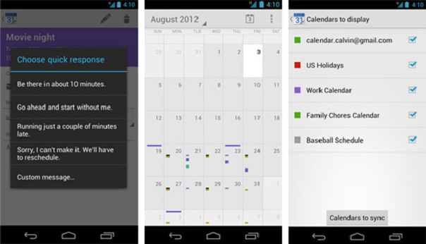 Android : Application Google Calendrier