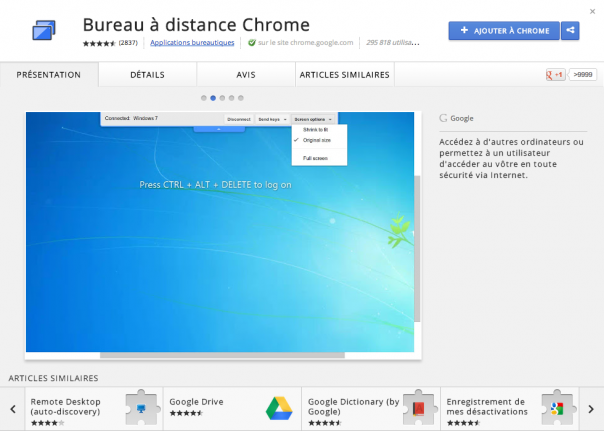 Google Chrome : Bureau à distance
