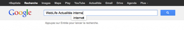 Google Instant : Suggestions avec mot clé supplémentaire