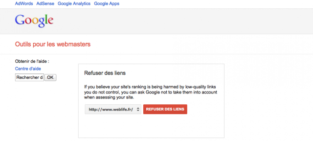 Google : Refuser des liens