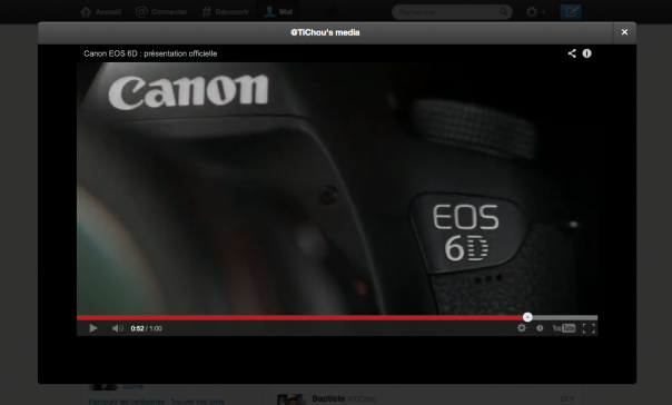 Twitter : Fenêtre modale pour les médias