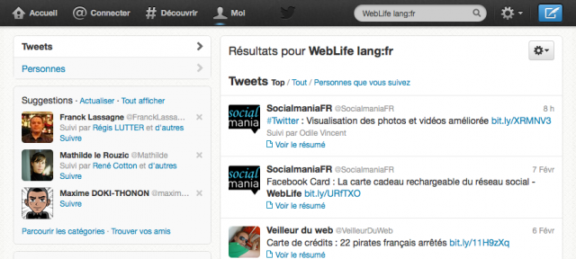 Twitter : Recherche