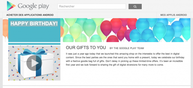 Anniversaire Google Play