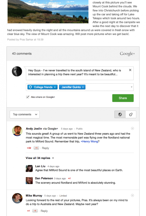 Blogger : Conversations dans les commentaires Google+