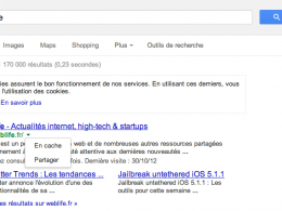 Google : Cache & partage dans les SERPS