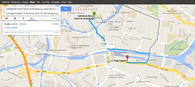 Google Maps : Itinéraire à vélo