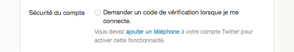 Twitter : Code de vérification par téléphone