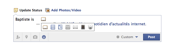 Facebook : Icônes des statuts action