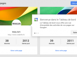 Google Plus : Tableau de bord