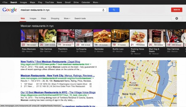 Google : Carrousel pour les recherches locales