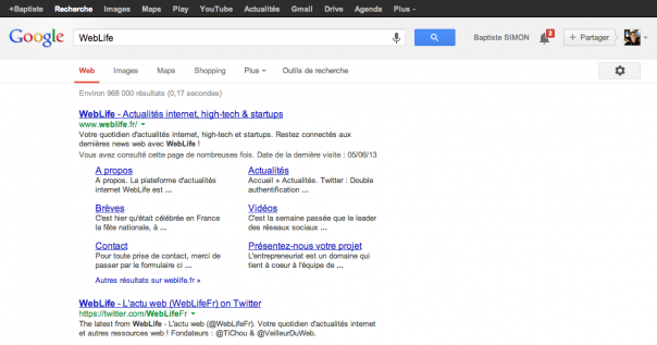 Google : Interface utilisateur actuelle