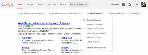 Google : Outils de recherche de la nouvelle interface utilisateur