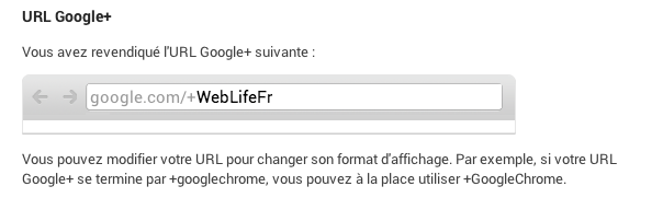 Google+ : URL personnalisée - Modification