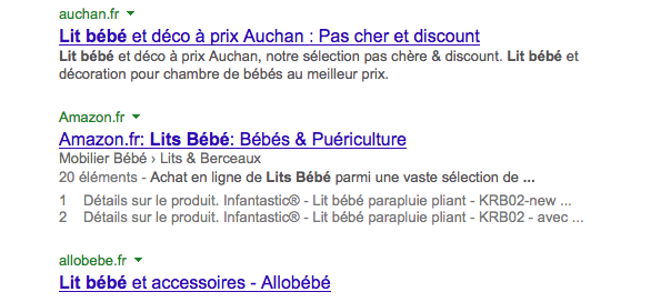 Google : Snippet - Domaines avant titre & description